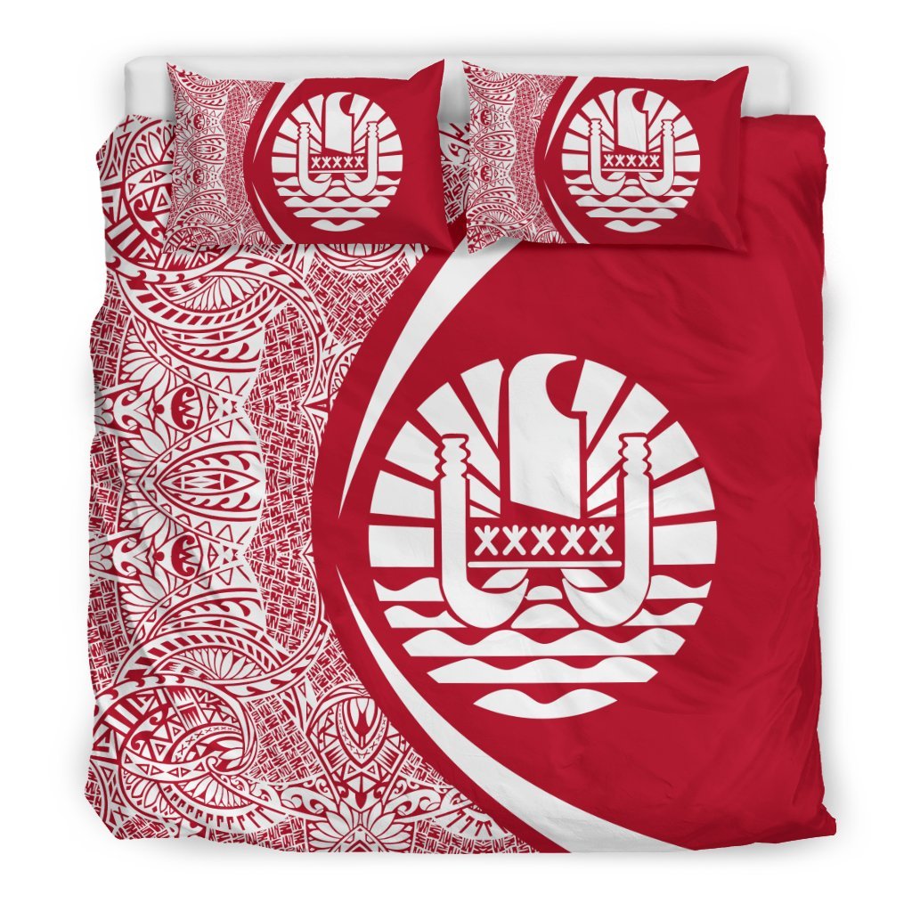 French Polynesia Coat Of Arms Polynesian Bedding Set - Circle Style 04 - Vibe Hoodie Shop