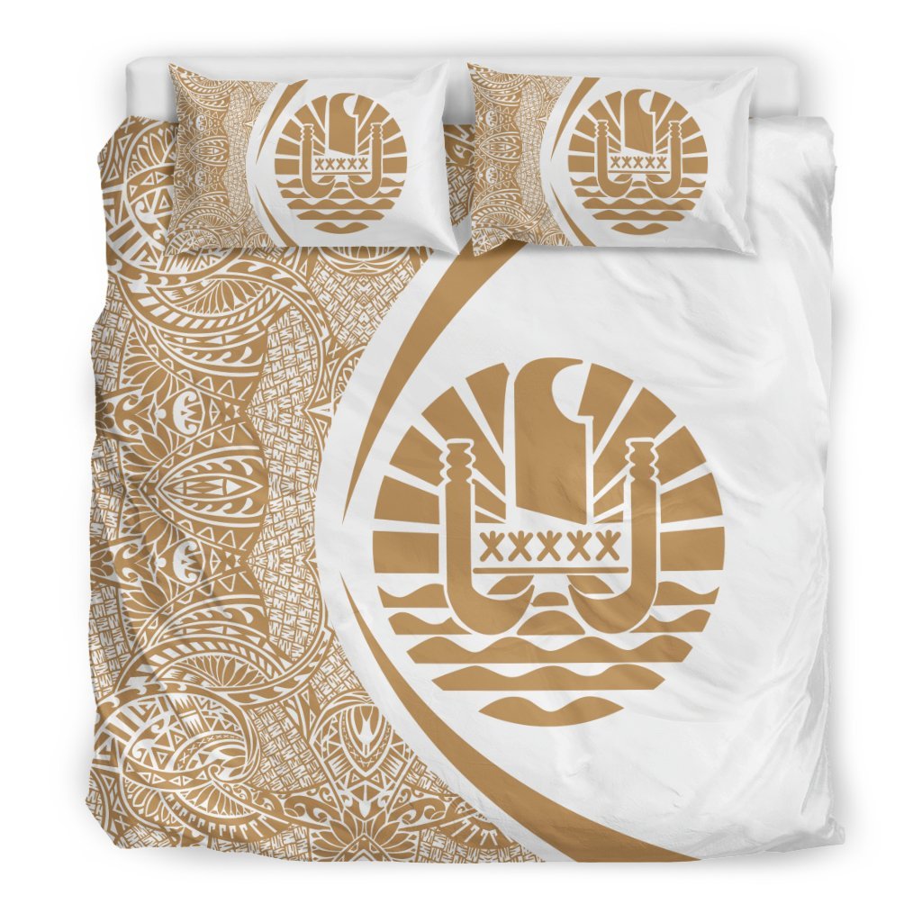 French Polynesia Coat Of Arms Polynesian Bedding Set - Circle Style 09 - Vibe Hoodie Shop