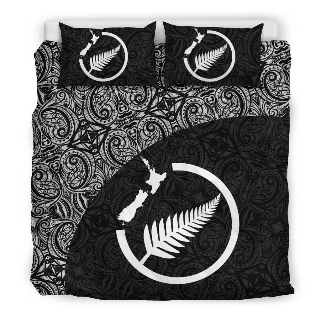 New Zealand Bedding Set Map Silver Fern - Vibe Hoodie Shop