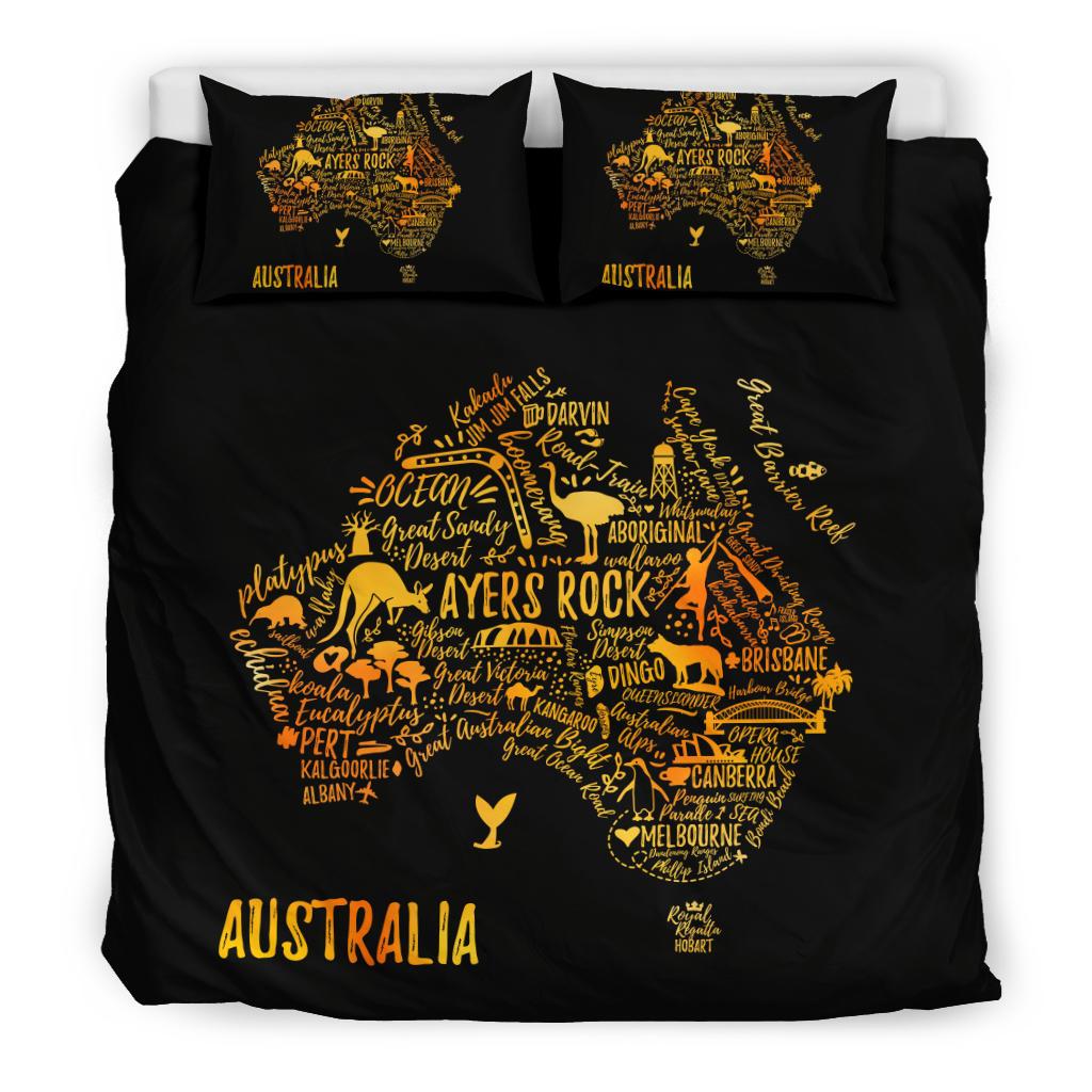 Bedding Sets - Australia Map Bed Travel Map Ayers Rock Sets - Vibe Hoodie Shop