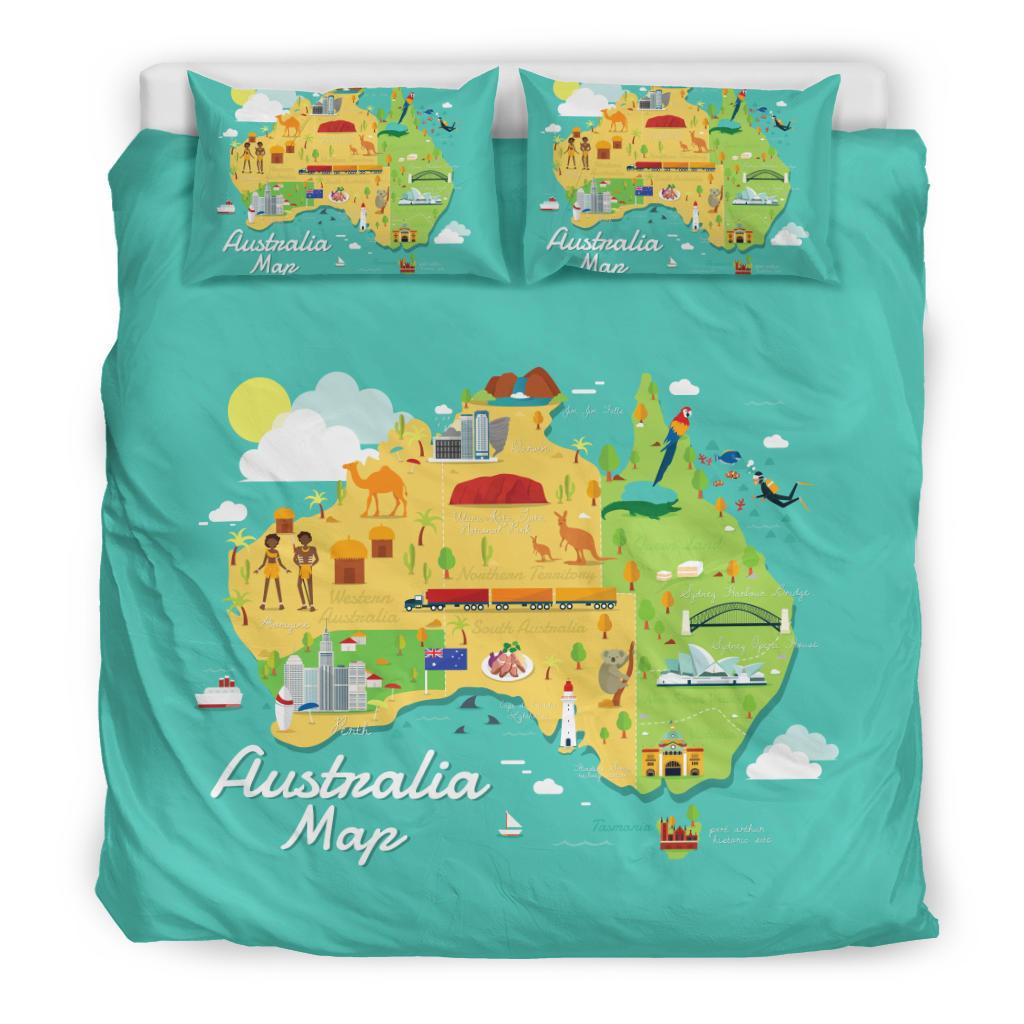 Bedding Sets - Australia Map Bed Travel Map Symbol Sets - Vibe Hoodie Shop