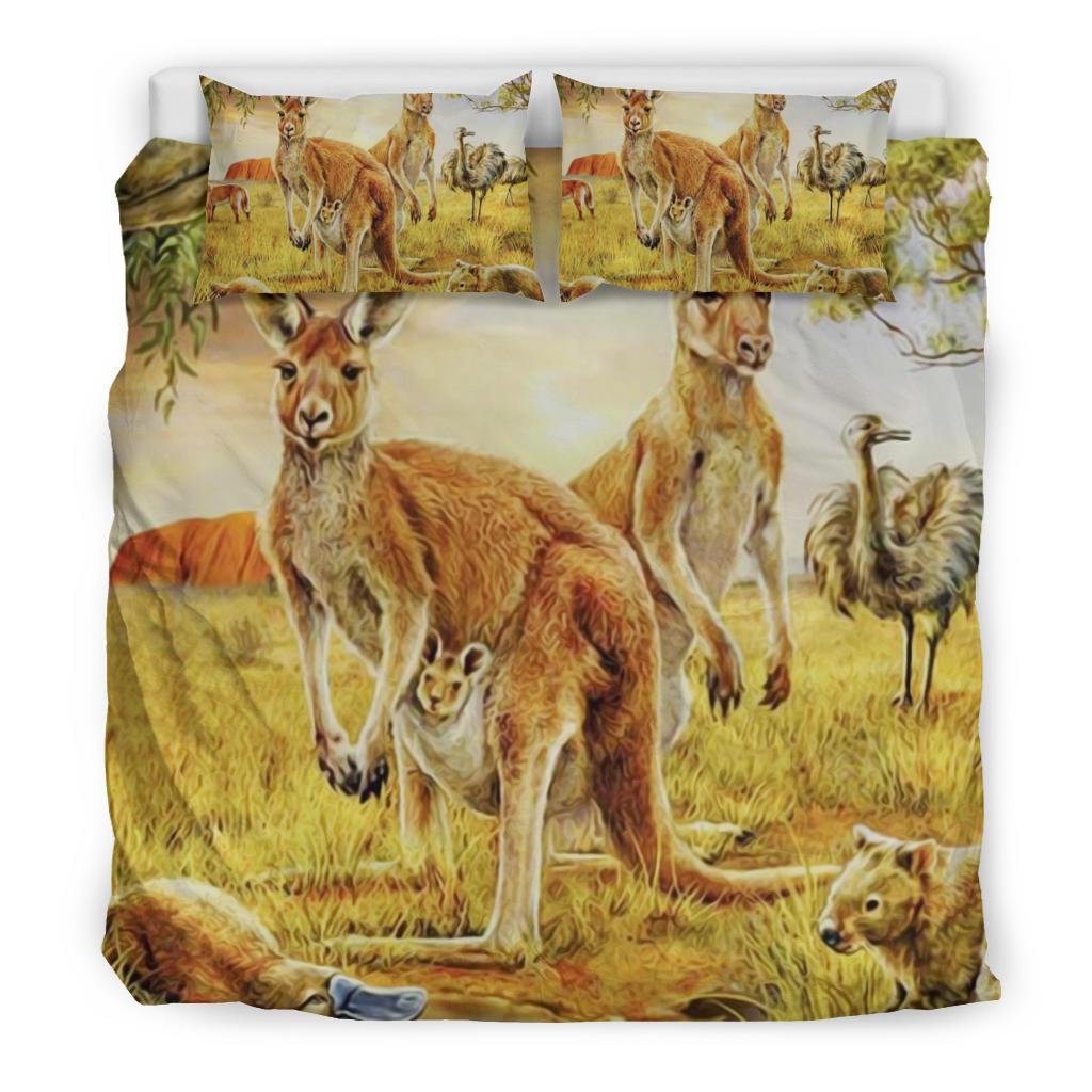 Bedding Sets - Kangaroo Bed Family In Uluru Landscape Art Sets - Vibe Hoodie Shop