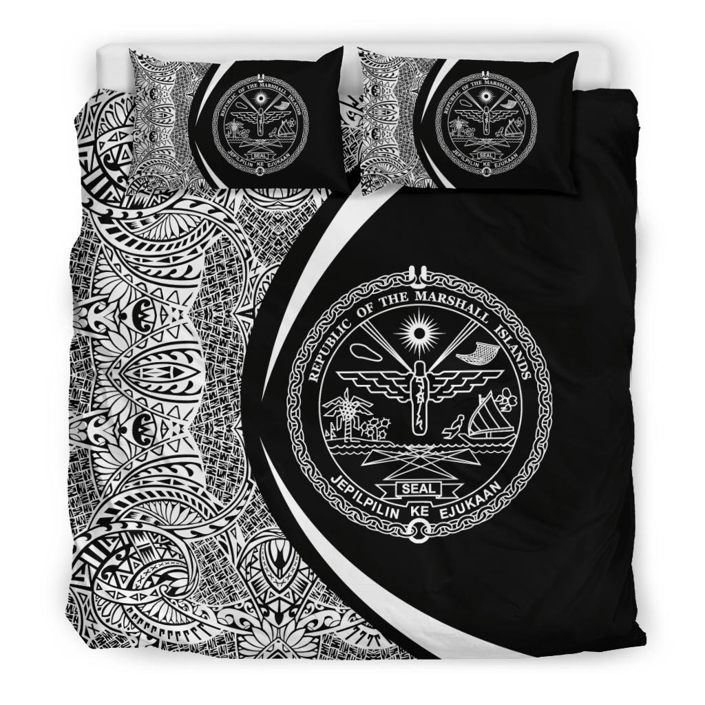 Marshall Islands Coat Of Arms Polynesian Bedding Set - Circle Style 01 - Vibe Hoodie Shop