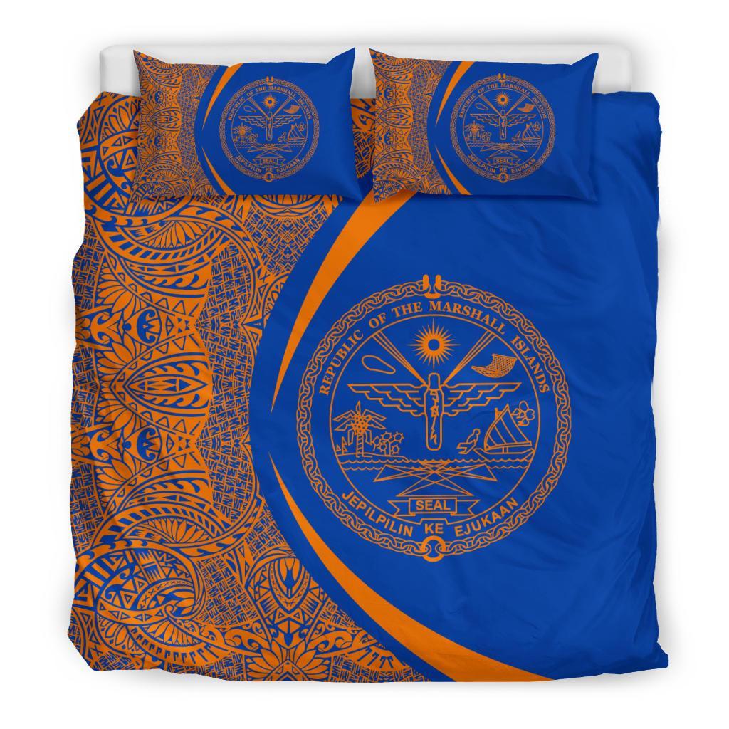 Marshall Islands Coat Of Arms Polynesian Bedding Set - Circle Style 03 - Vibe Hoodie Shop