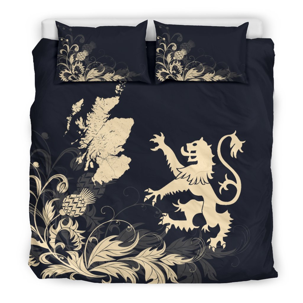 Scotland Lion Map Thistle Bedding Set - Vibe Hoodie Shop