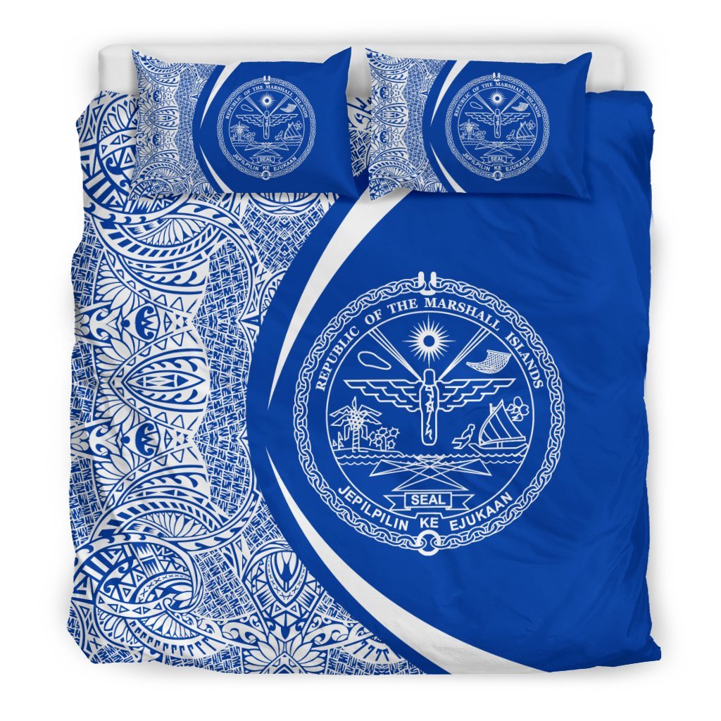 Marshall Islands Coat Of Arms Polynesian Bedding Set - Circle Style 05 - Vibe Hoodie Shop