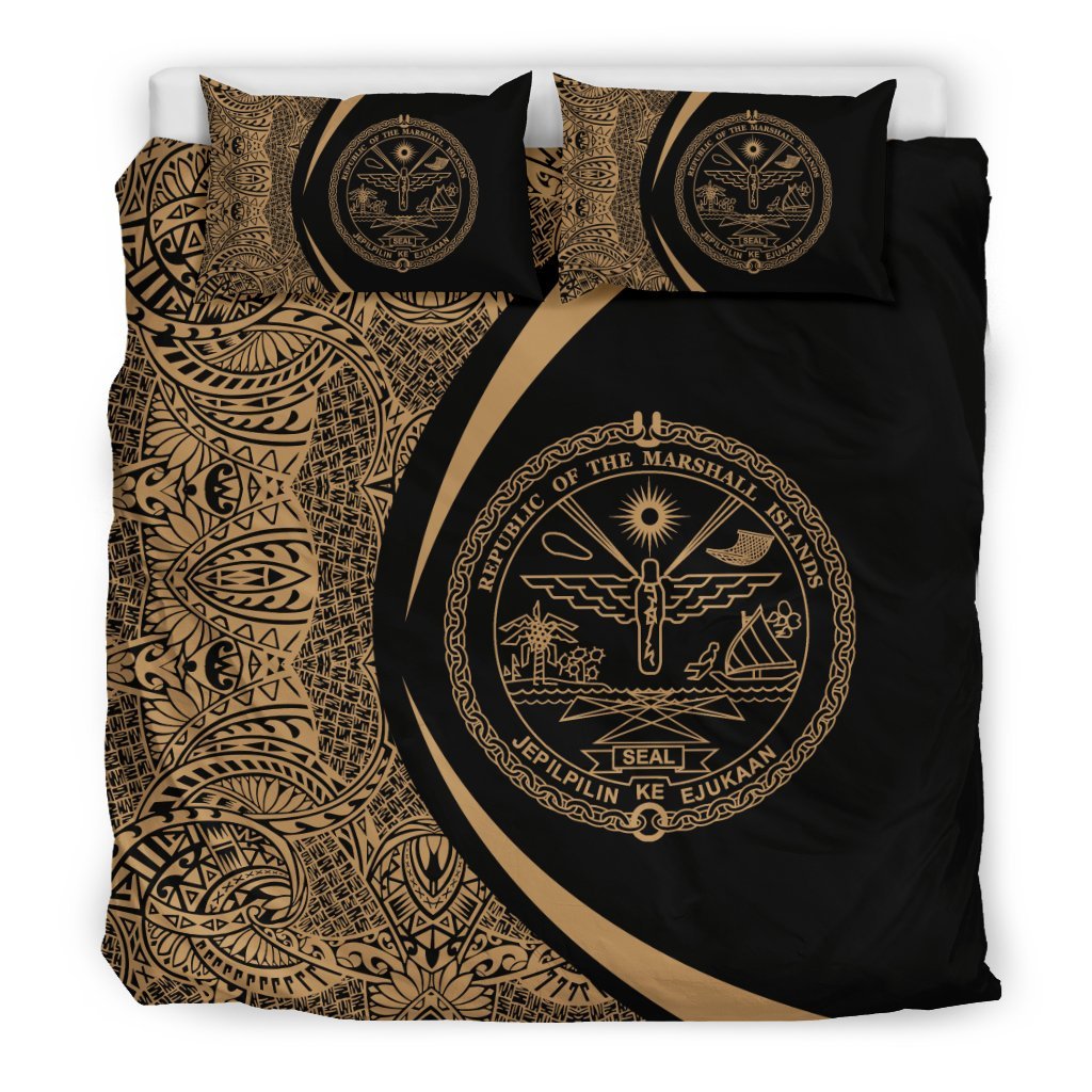 Marshall Islands Coat Of Arms Polynesian Bedding Set - Circle Style 06 - Vibe Hoodie Shop