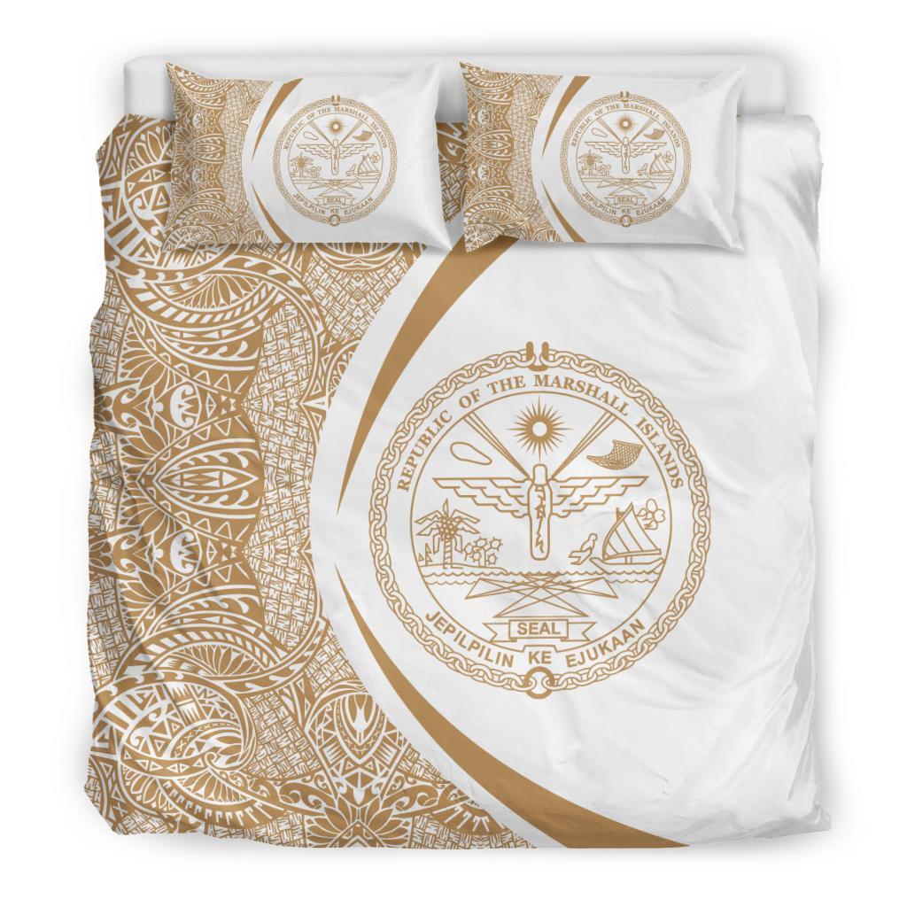 Marshall Islands Coat Of Arms Polynesian Bedding Set - Circle Style 08 - Vibe Hoodie Shop