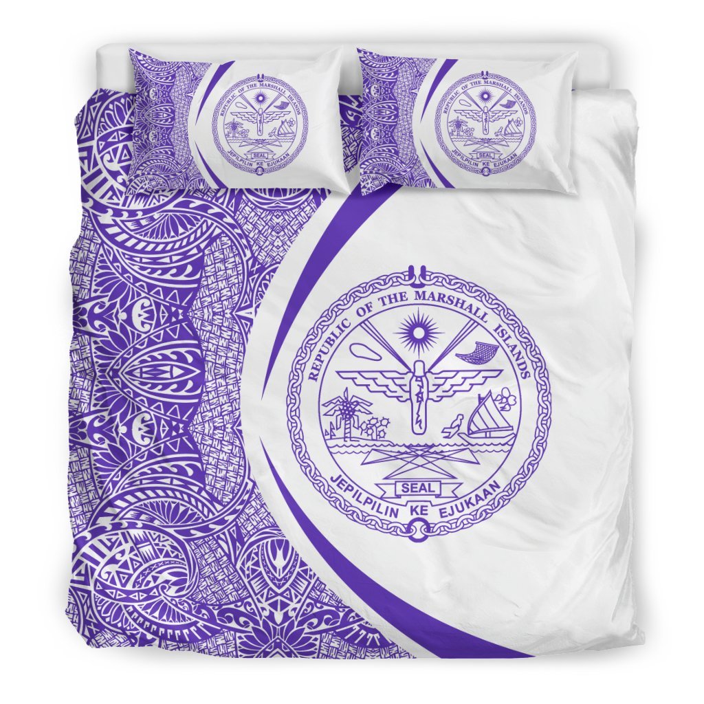 Marshall Islands Coat Of Arms Polynesian Bedding Set - Circle Style 09 - Vibe Hoodie Shop