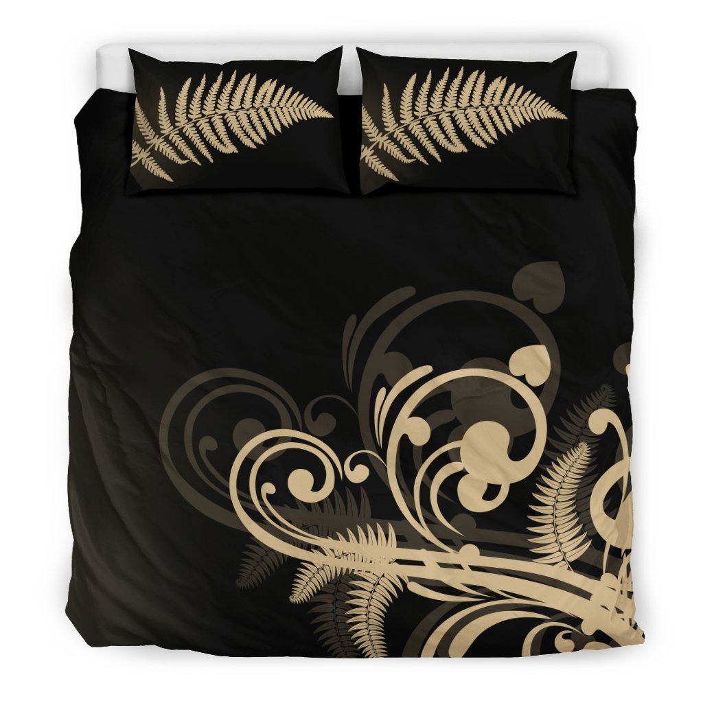 Silver Fern New Zealand Bedding Set Black X Golden - Vibe Hoodie Shop