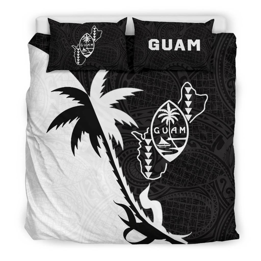 Guam Coconut Tree Bedding Set Black White - Vibe Hoodie Shop