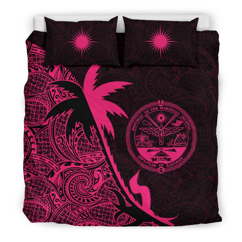 Marshall Islands Coconut Tree Bedding Set Pink - Vibe Hoodie Shop