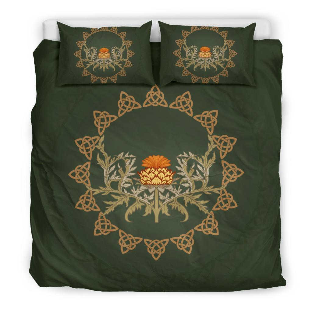 Scotland Bedding Set Thistle Flowers And Celtic Knots 02 - Vibe Hoodie Shop