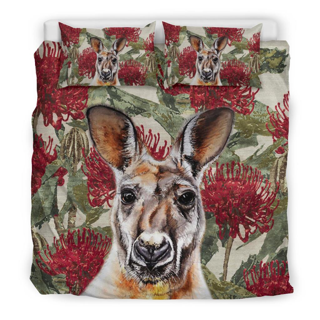 Bedding Sets - Kangaroo Bed Waratah Drawing Painting Sets - Vibe Hoodie Shop