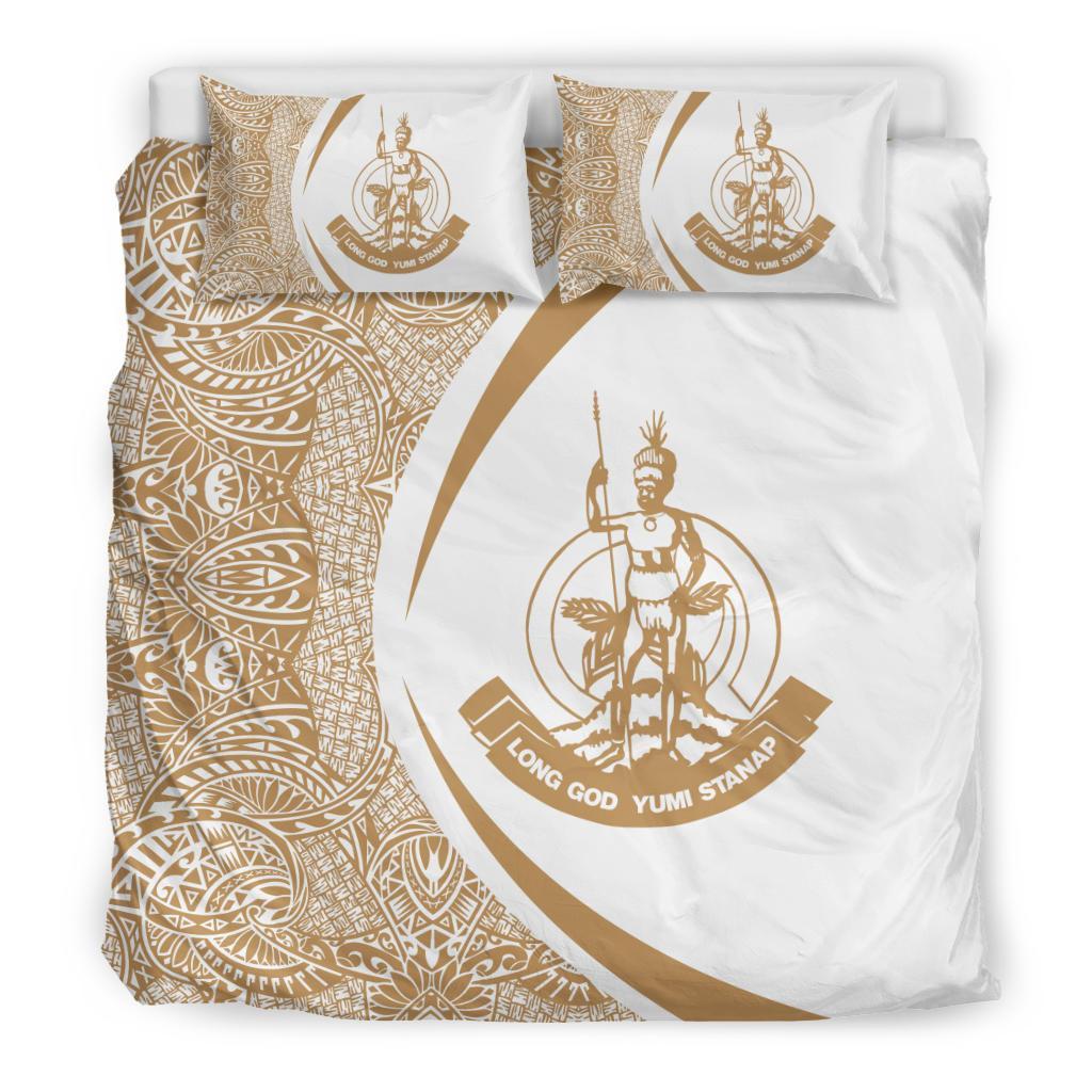 Vanuatu Coat Of Arms Polynesian Bedding Set - Circle Style 01 - Vibe Hoodie Shop