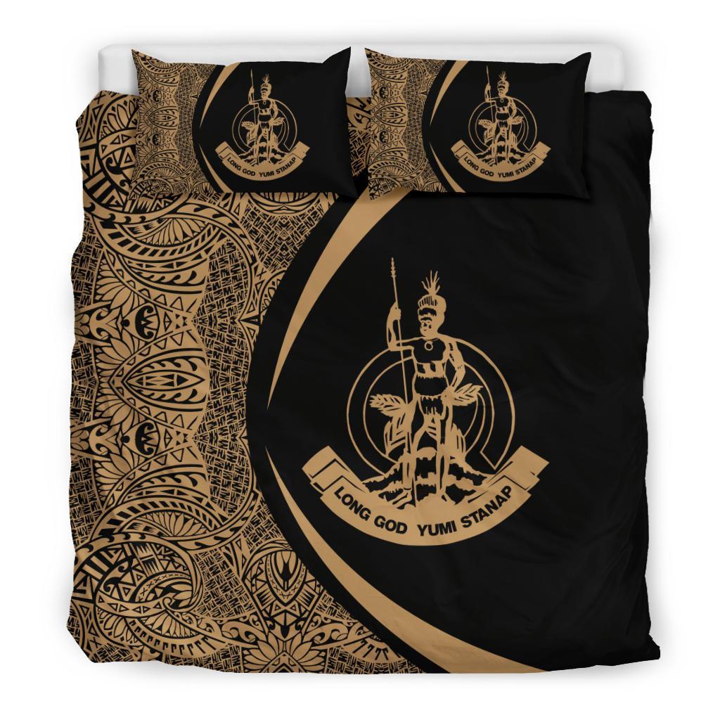 Vanuatu Coat Of Arms Polynesian Bedding Set - Circle Style 02 - Vibe Hoodie Shop