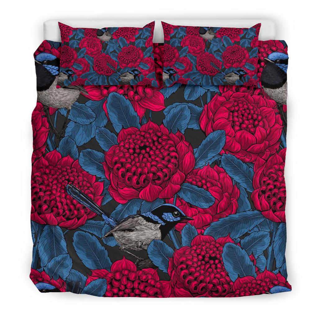 Bedding Sets - Kookaburra Bed Waratah Drawing Painting Sets - Vibe Hoodie Shop