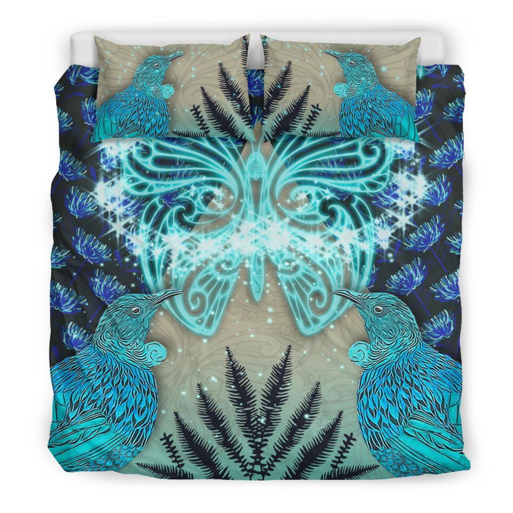 New Zealand Bedding Set, Hineraukatauri Tui Bird Duvet Cover And Pillow Case - Vibe Hoodie Shop