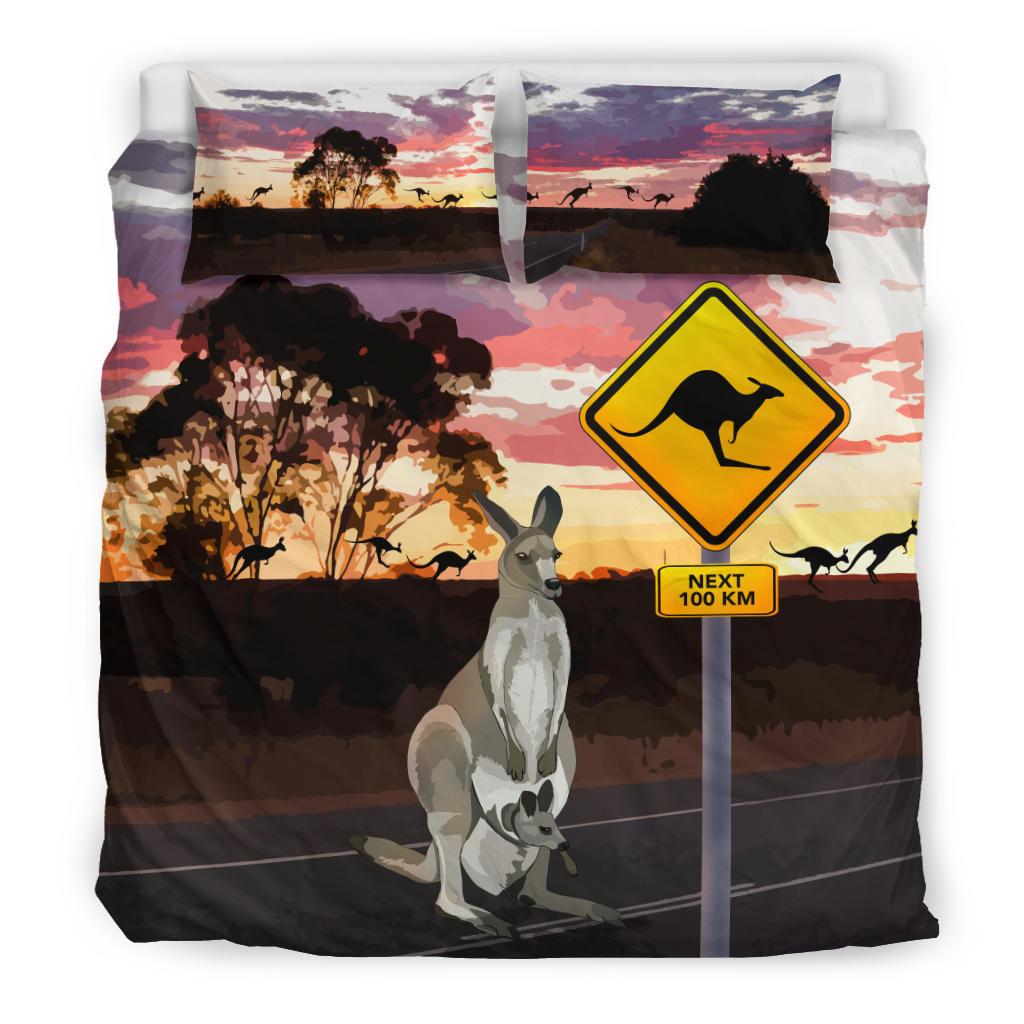 Bedding Sets - Kangaroo Bed Kangaroo Sign Landscape Art - Vibe Hoodie Shop