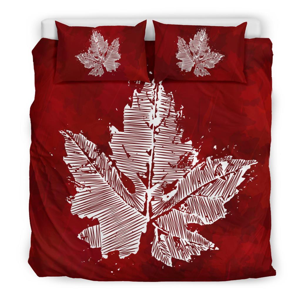 Canada Bedding Set - Grunge Maple Leaf Duvet Cover - Vibe Hoodie Shop