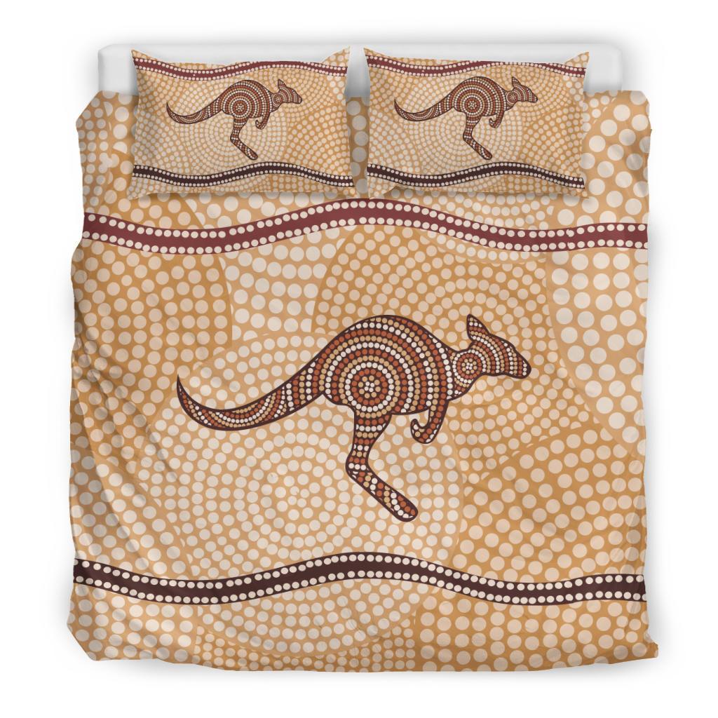 Aboriginal Bedding Sets, Kangaroo Dot Painting Circle Art - Vibe Hoodie Shop