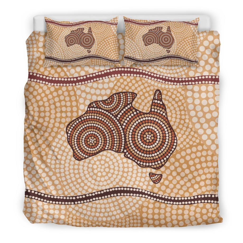 Aboriginal Bedding Sets, Australia Map Dot Painting - Vibe Hoodie Shop