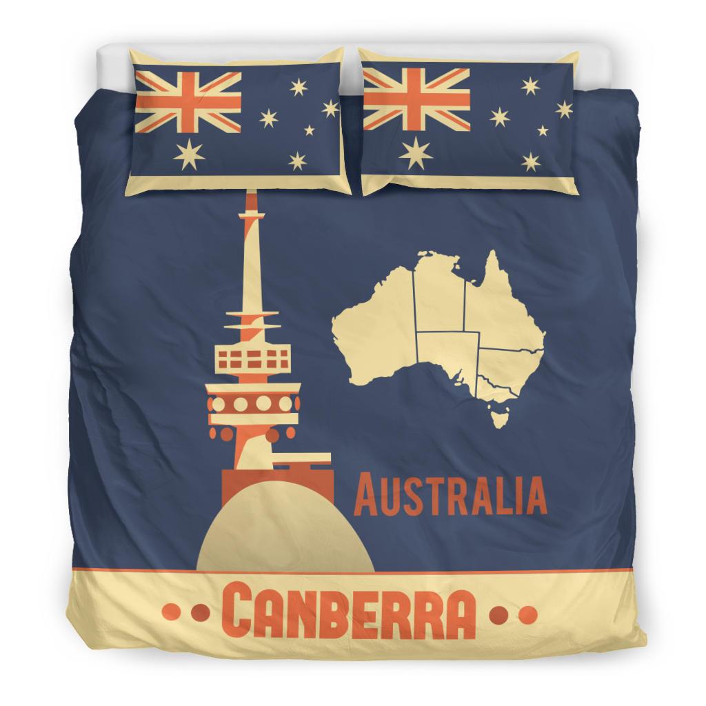 Bedding Sets - Canberra Bed Aus Flag Vintage Map Sets - Vibe Hoodie Shop