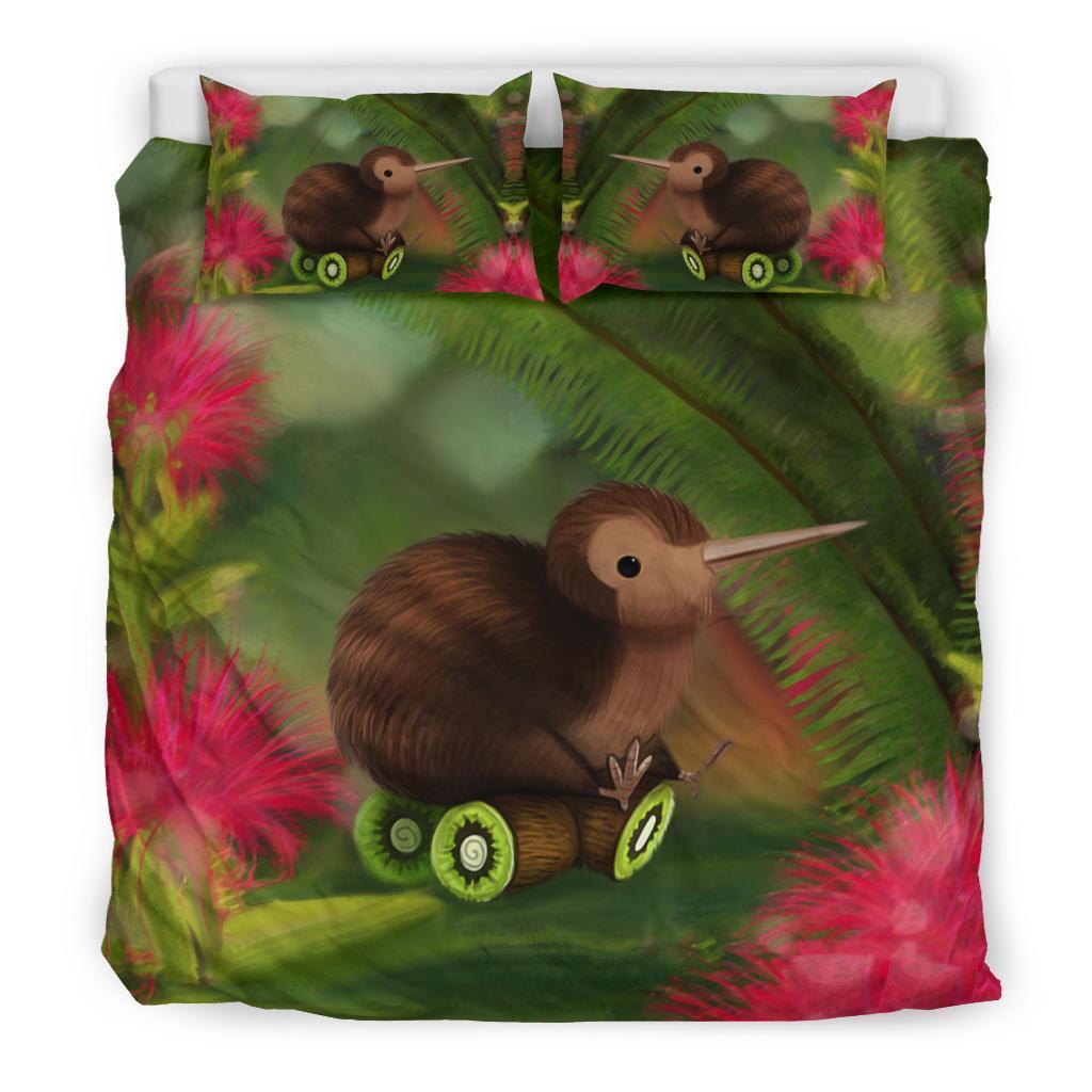 New Zealand Kiwi Bird Bedding Set, Silver Fern Duvet Cover And Pillow Case - Vibe Hoodie Shop