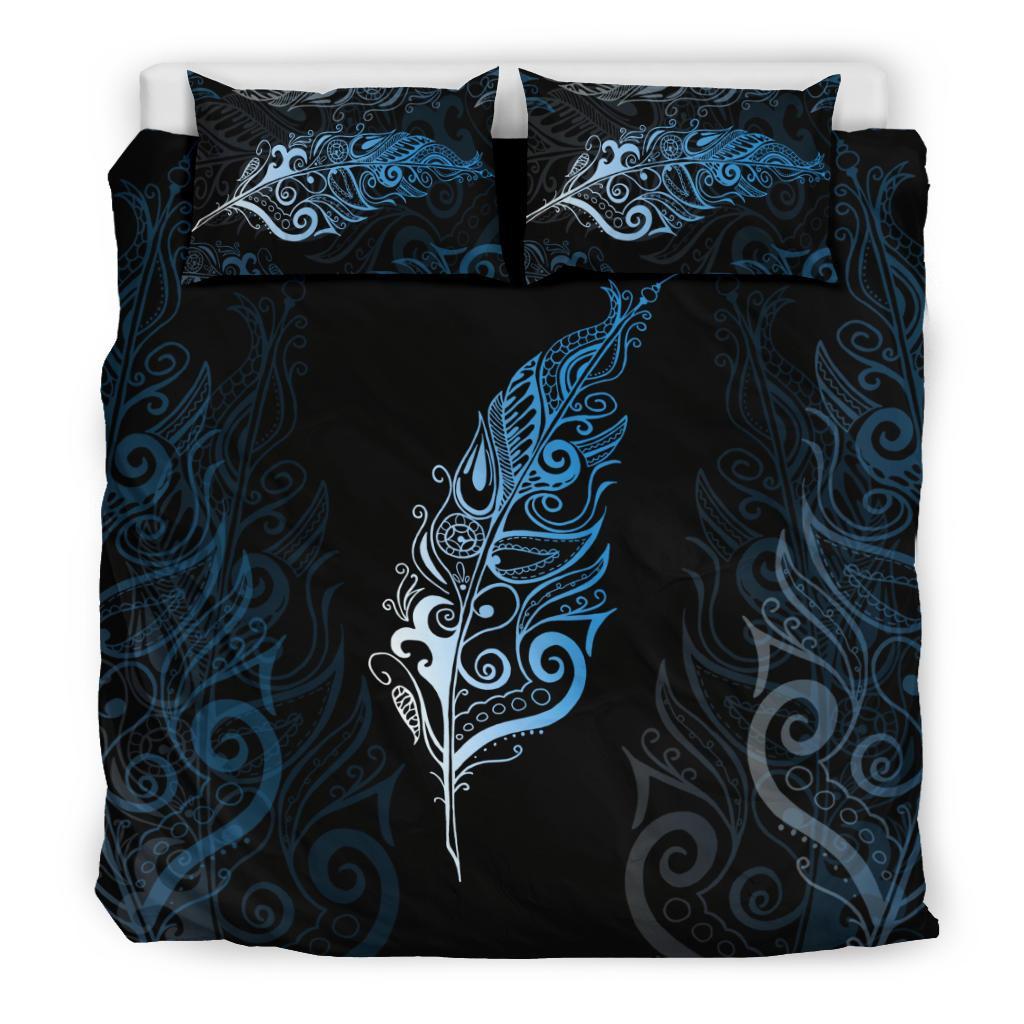 Light Silver Fern New Zealand Bedding Set - Sky Blue - Vibe Hoodie Shop