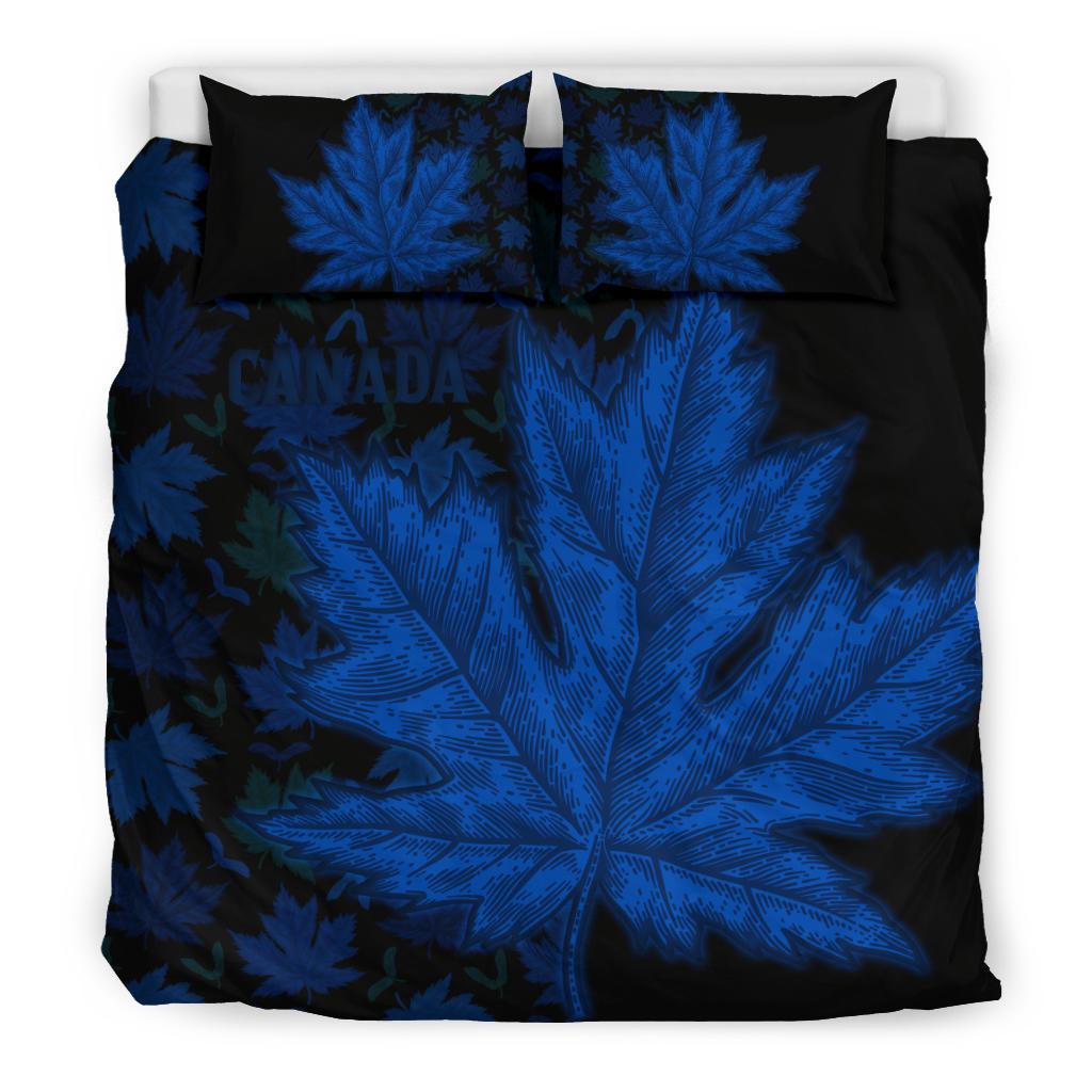 Canada Highlight Maple Leaf Bedding Set Blue Edition - Vibe Hoodie Shop