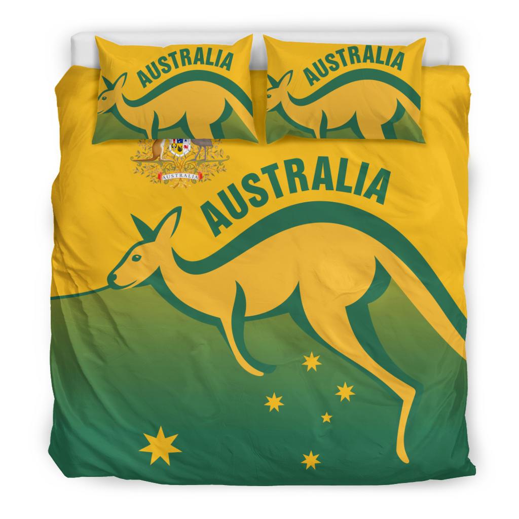 Bedding Sets - Kangaroo Bed Australian Coat Of Arms Sets - Vibe Hoodie Shop