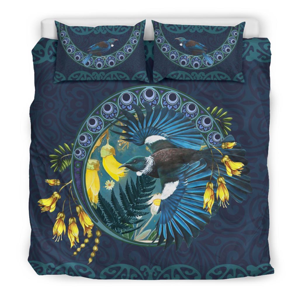 New Zealand Kowhai Bedding Set, Tui Bird Duvet Cover And Pillow Case - Vibe Hoodie Shop