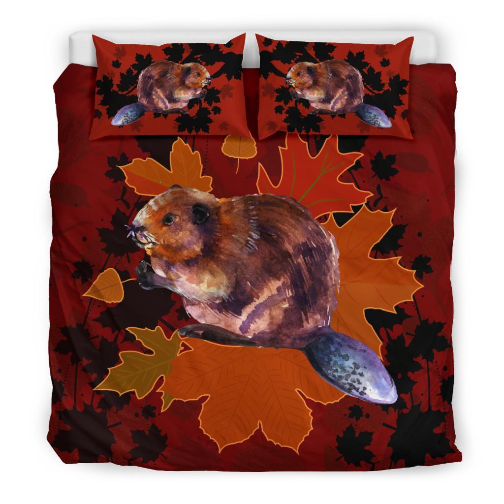 Beaver With Maple Canada Bedding Set - Vibe Hoodie Shop