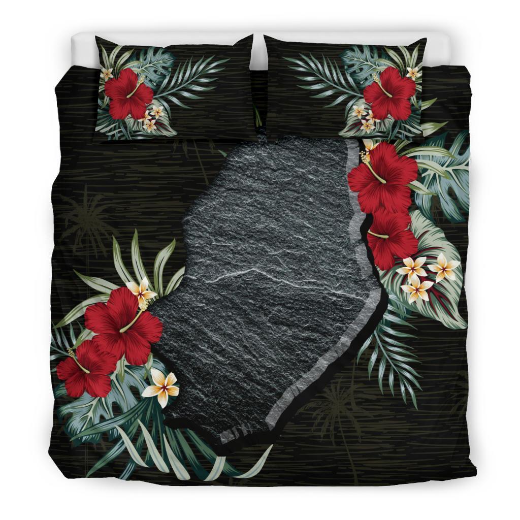 Niue Hibiscus Map Bedding Set - Vibe Hoodie Shop