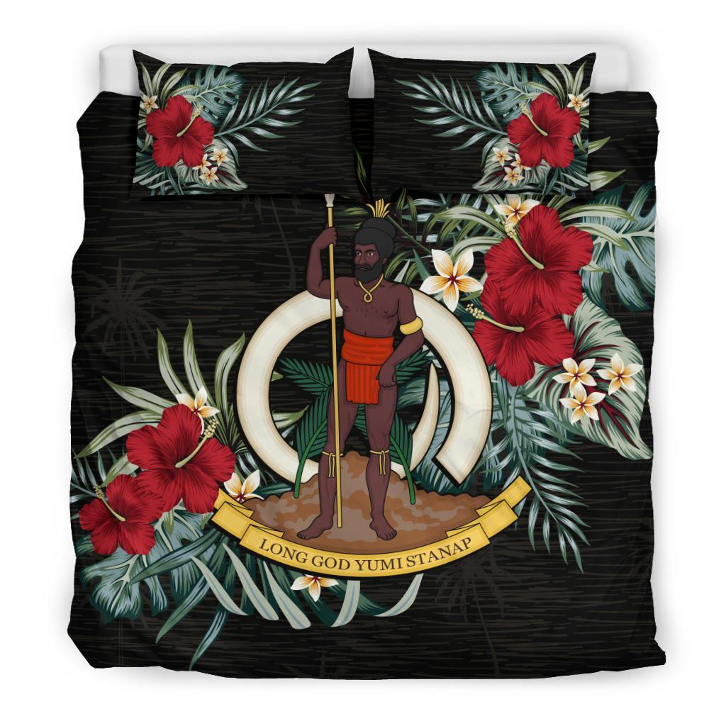 Vanuatu Hibiscus Coat Of Arms Bedding Set - Vibe Hoodie Shop