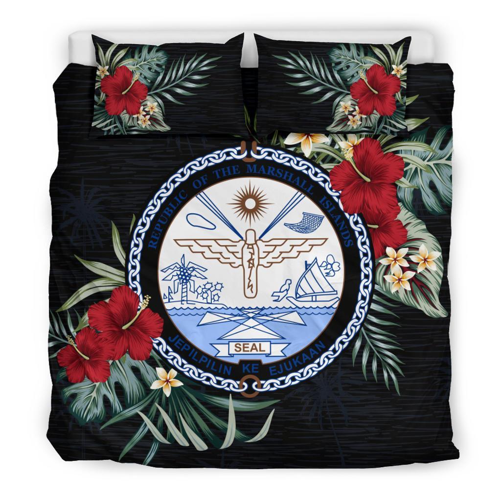 Marshall Islands Hibiscus Coat Of Arms Bedding Set - Vibe Hoodie Shop