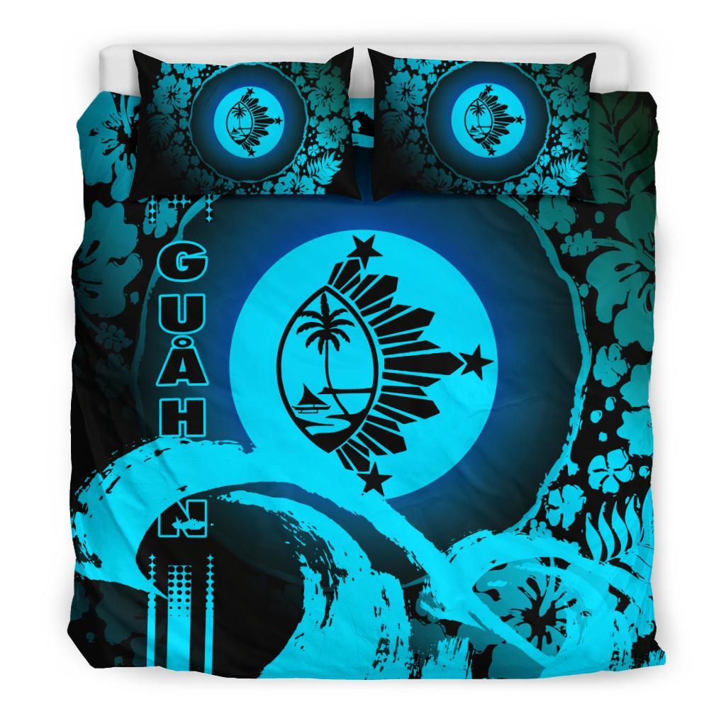 Guam Bedding Set - Hibiscus And Wave Navy - Vibe Hoodie Shop