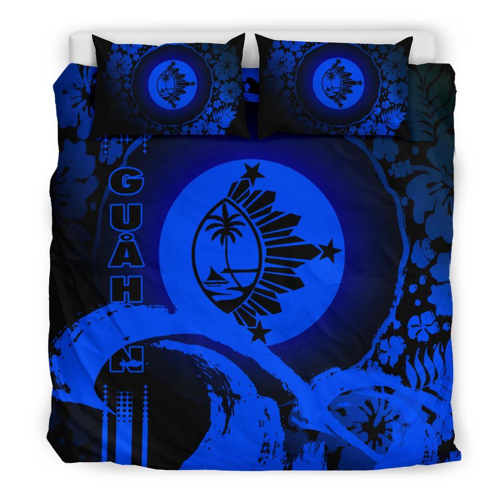 Guam Bedding Set - Hibiscus And Wave Blue - Vibe Hoodie Shop