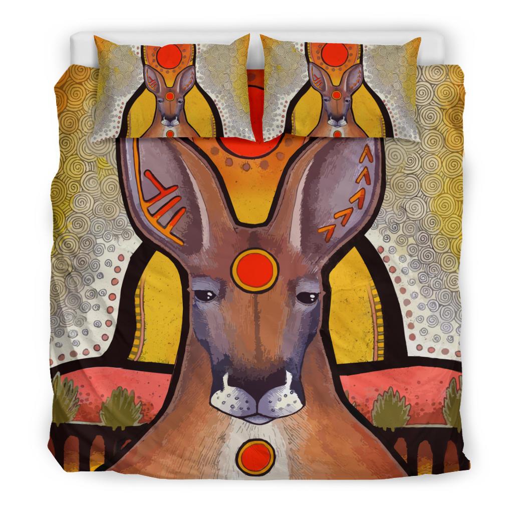 Kangaroo Bedding Sets, Aboriginal Patterns Sun Drawing Painting - Vibe Hoodie Shop