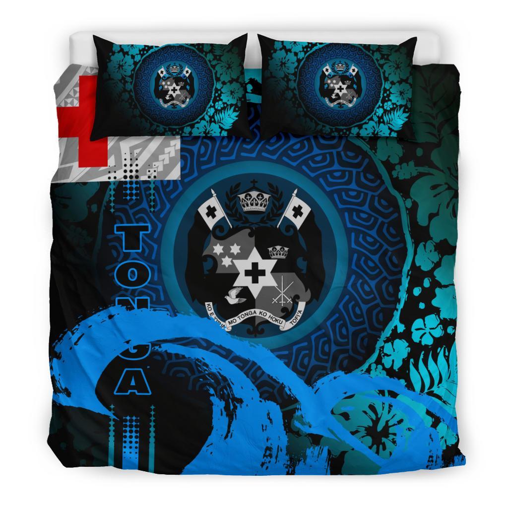 Tonga Bedding Set - Hibiscus And Wave Light Blue - Vibe Hoodie Shop