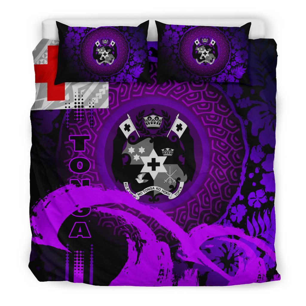 Tonga Bedding Set - Hibiscus And Wave Purple - Vibe Hoodie Shop