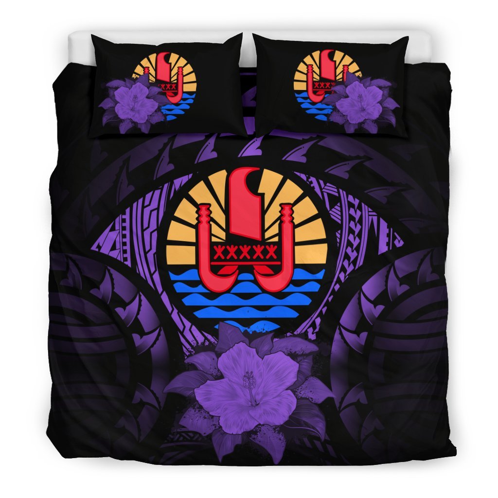 Tahiti Purple Hibiscus Bedding Set - Vibe Hoodie Shop