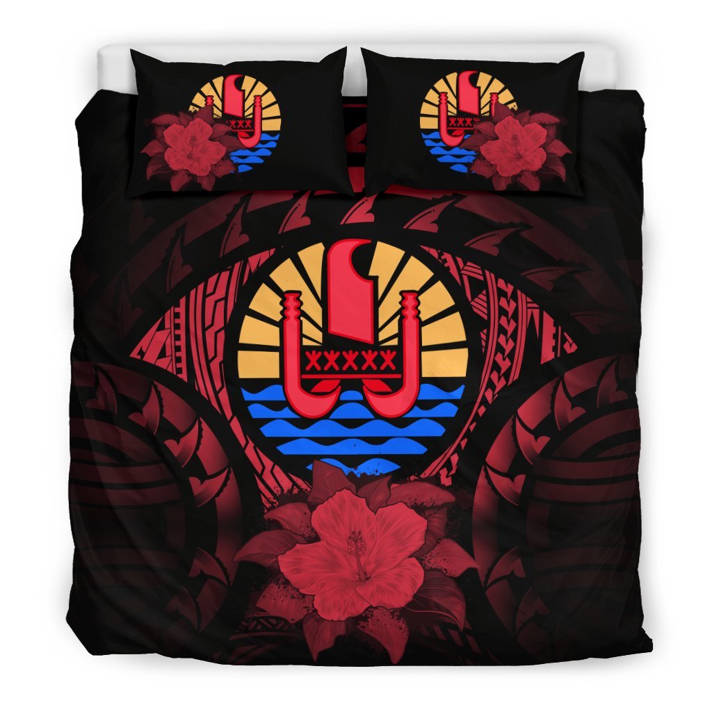 Tahiti Red Hibiscus Bedding Set - Vibe Hoodie Shop