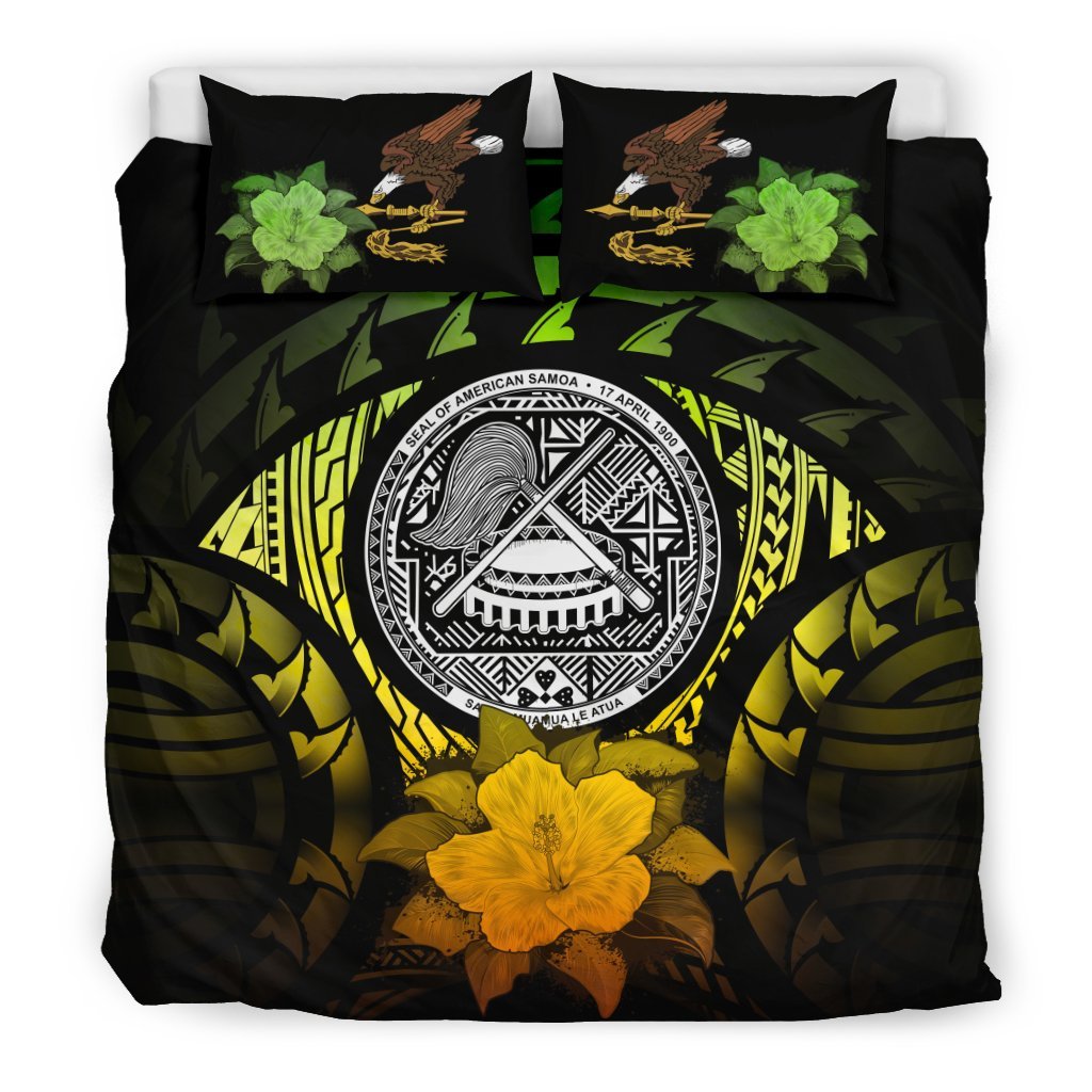 American Samoa Reggae Hibiscus Bedding Set - Vibe Hoodie Shop