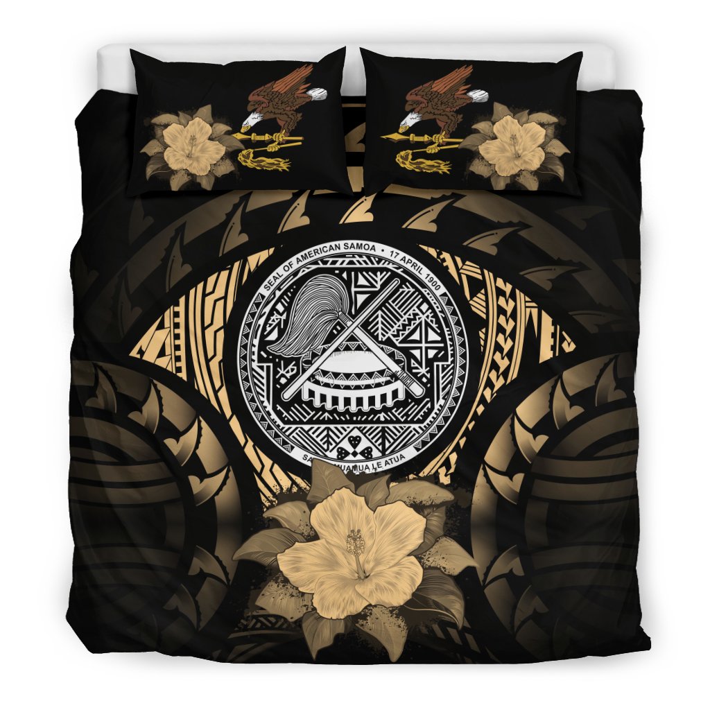 American Samoa Gold Hibiscus Bedding Set - Vibe Hoodie Shop