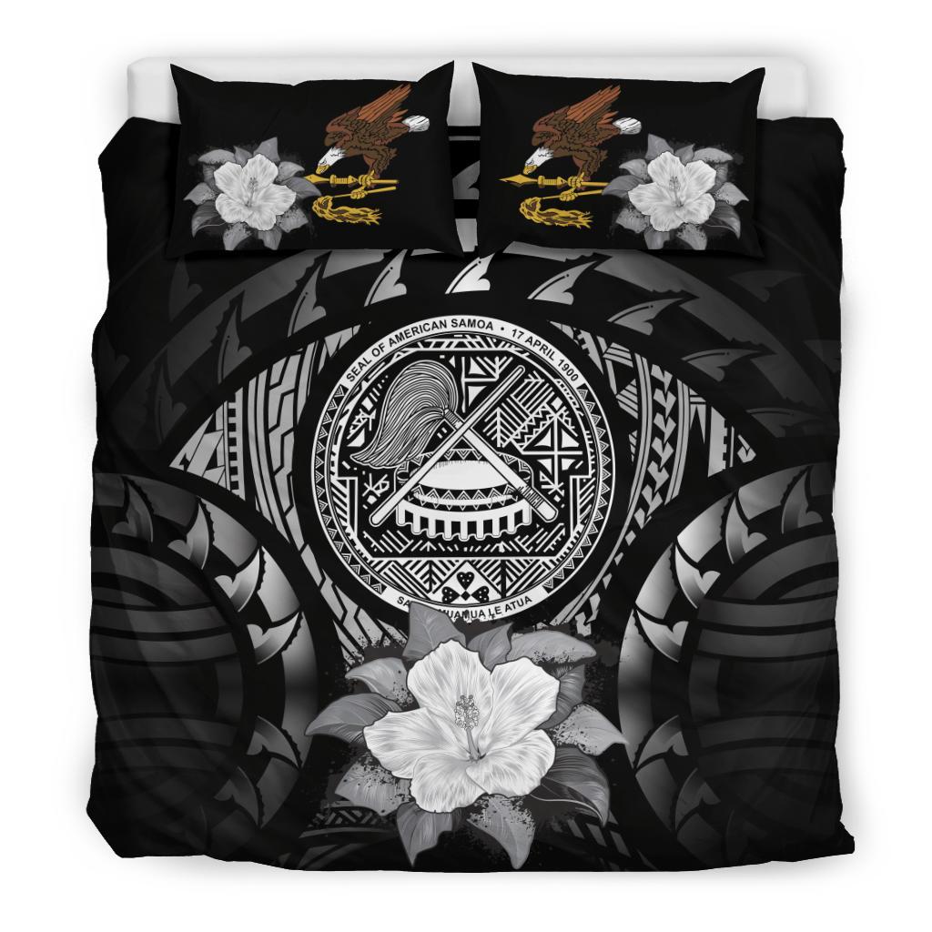 American Samoa Gray Hibiscus Bedding Set - Vibe Hoodie Shop