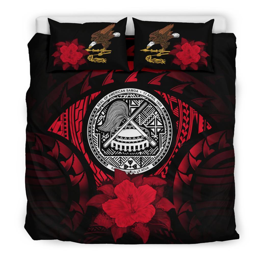 American Samoa Red Hibiscus Bedding Set - Vibe Hoodie Shop