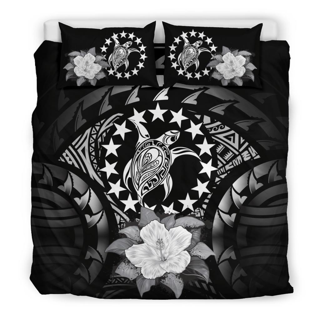 Cook Islands Gray Hibiscus Bedding Set - Vibe Hoodie Shop