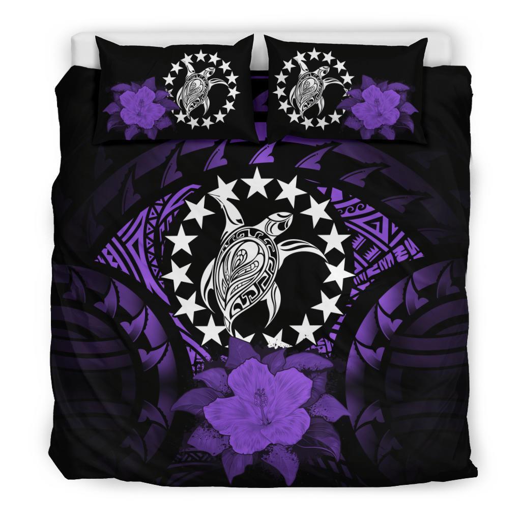 Cook Islands Purple Hibiscus Bedding Set - Vibe Hoodie Shop