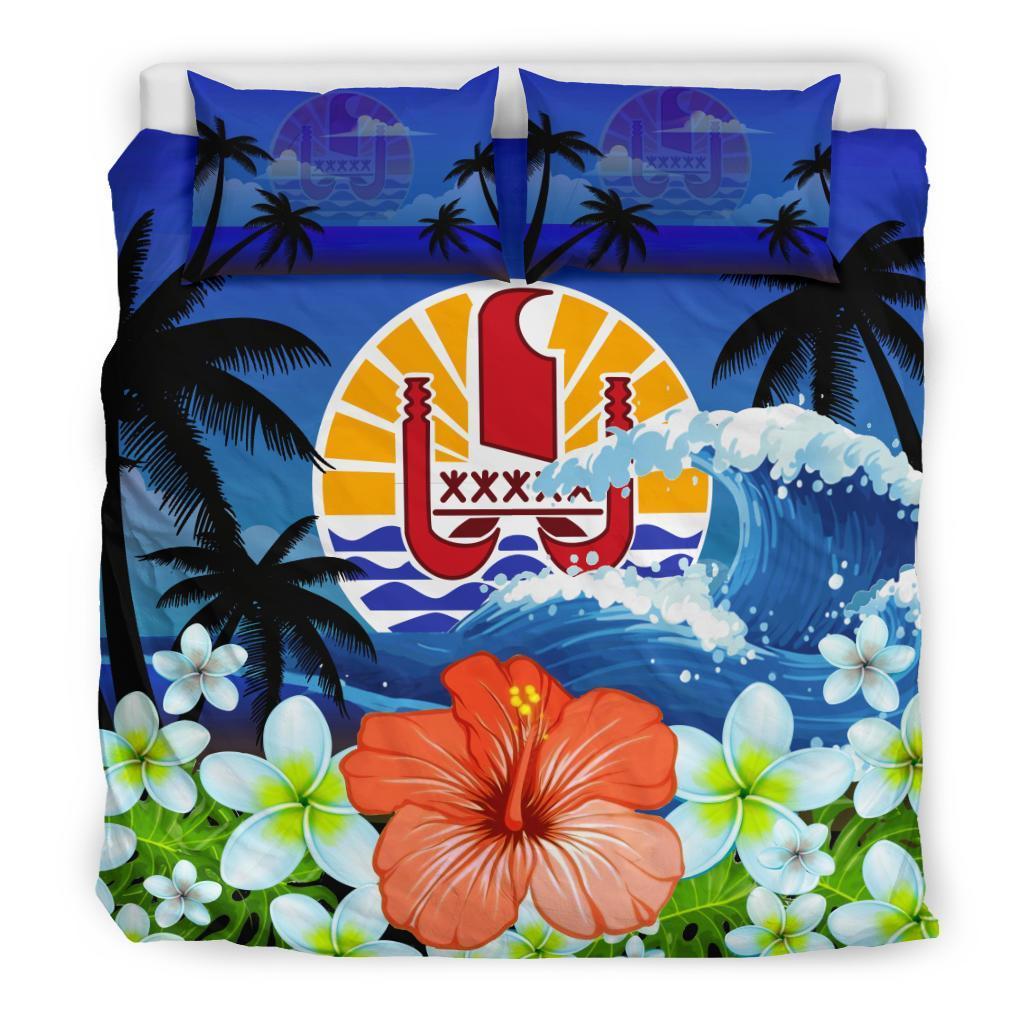 Tahiti Bedding Set Coat Of Arms Hibiscus - Vibe Hoodie Shop